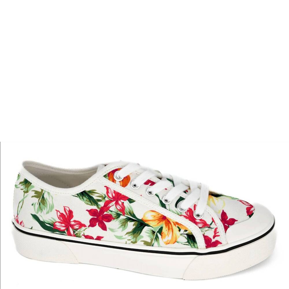 NEW CORKYS FOOTWEAR women's waiting list sneakers in white floral